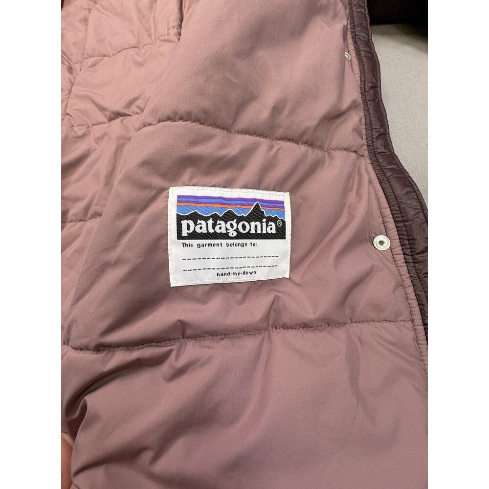 Patagonia Girls Medium 10 Insulated Long Coat Cocoa Parka Full Zip Pockets - Picture 14 of 14